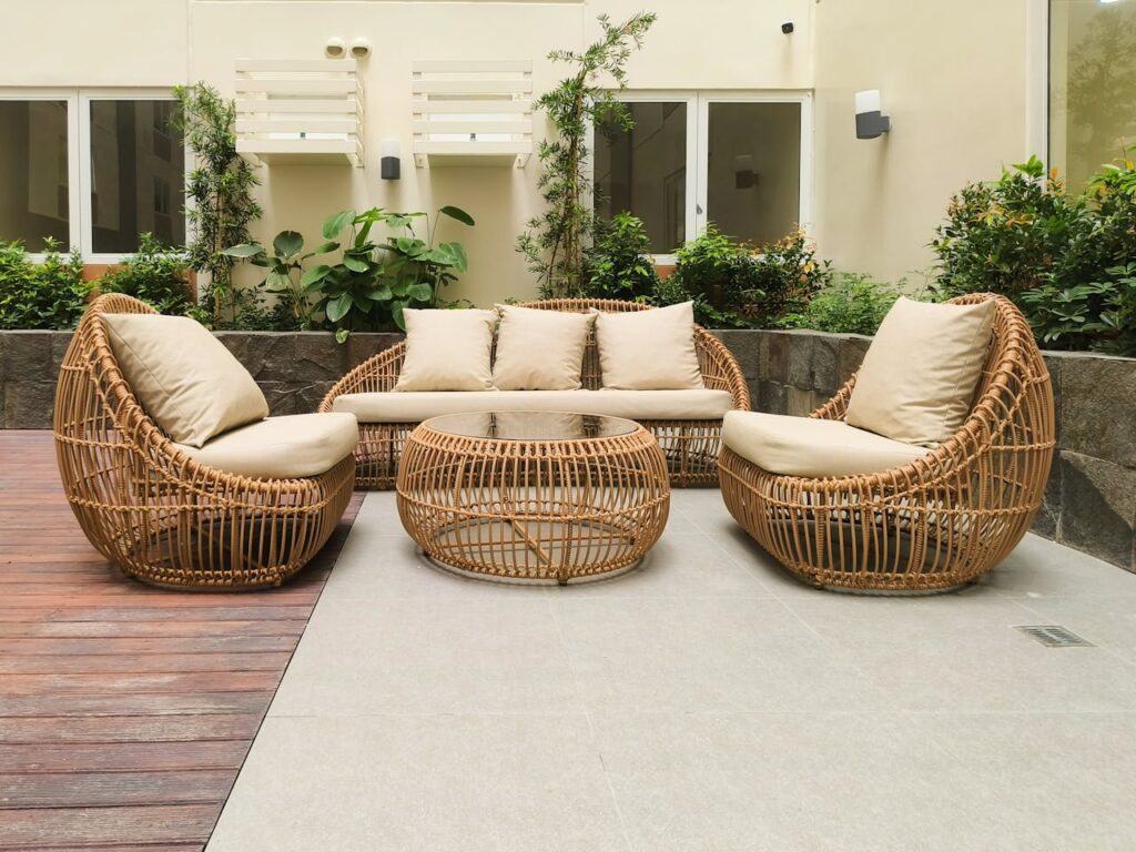 The Art of Drawing Readers In: Your attractive post title goes here Modern outdoor rattan furniture set on a stylish terrace in Manila, Philippines.